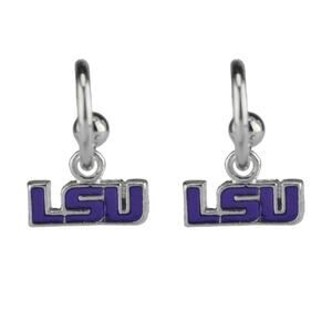 New LSU Tigers Women's Emma Earrings, Silver Post, Fish Hook, NCAA